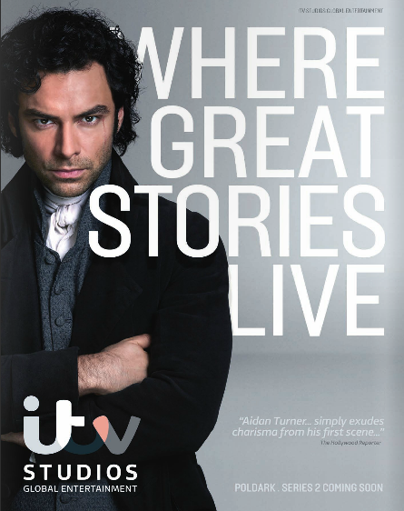 Aidan Turner, Poldark, ITVS GE, Poldark S2, advert, MIP TV 2016 Aidan Turner, Poldark, ITVS GE, Poldark S2, advert, MIP TV 2016